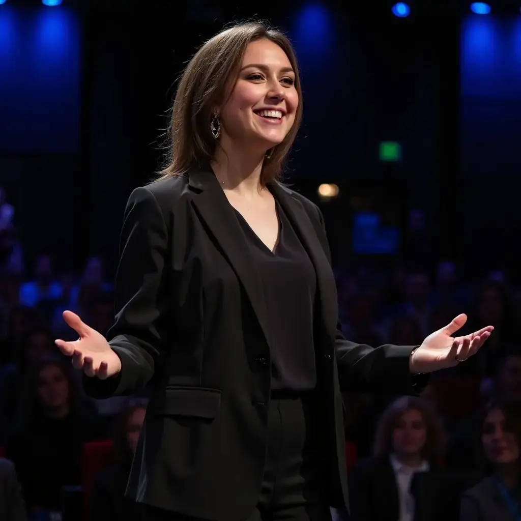 AI Photo Generator: Giving stage presentation