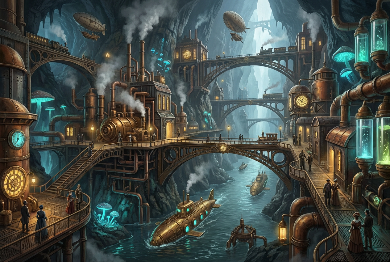 AI Steampunk City Generator: Example 02