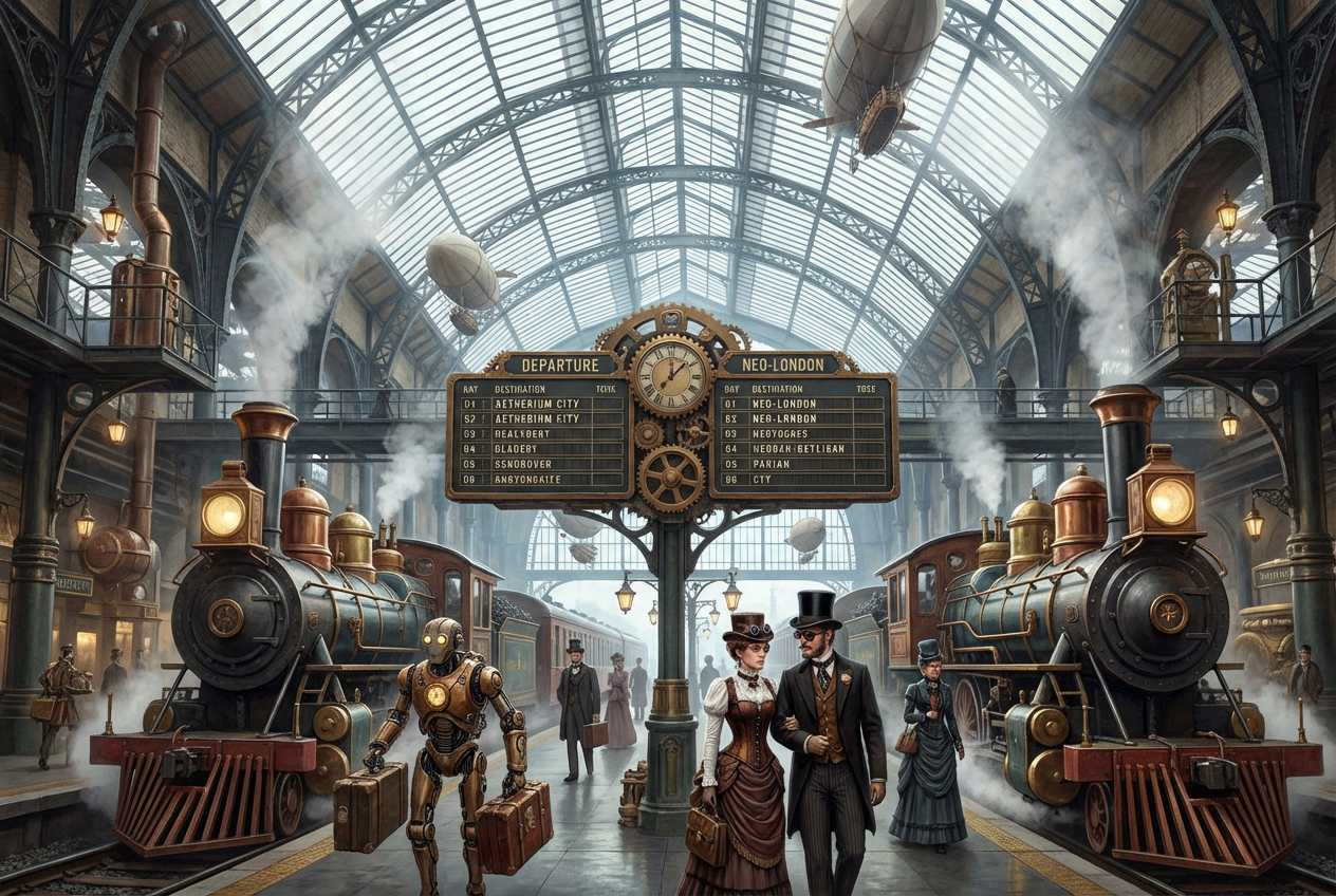 AI Steampunk City Generator: Example 03