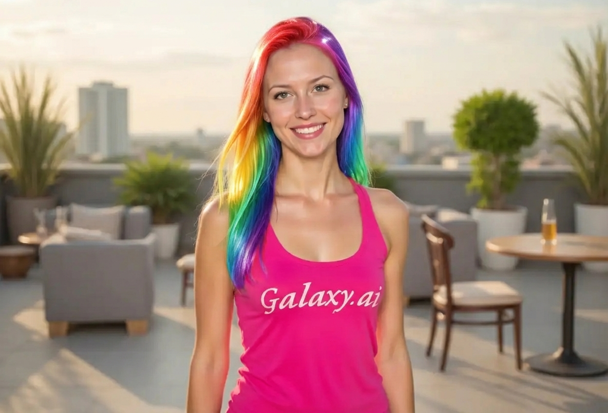 Example created with AI Rainbow Hair Filter